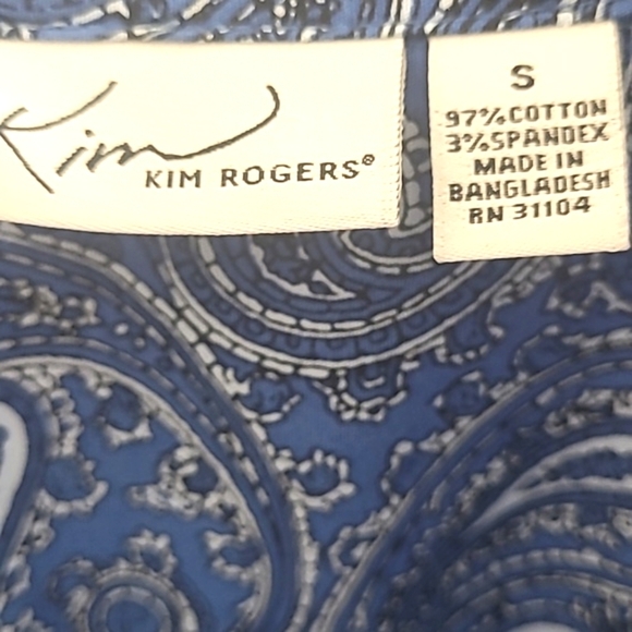 Paisley Bandana Button Up blouse print Cotton Stretch Short Sleeve Cuffs NWT - Picture 6 of 8